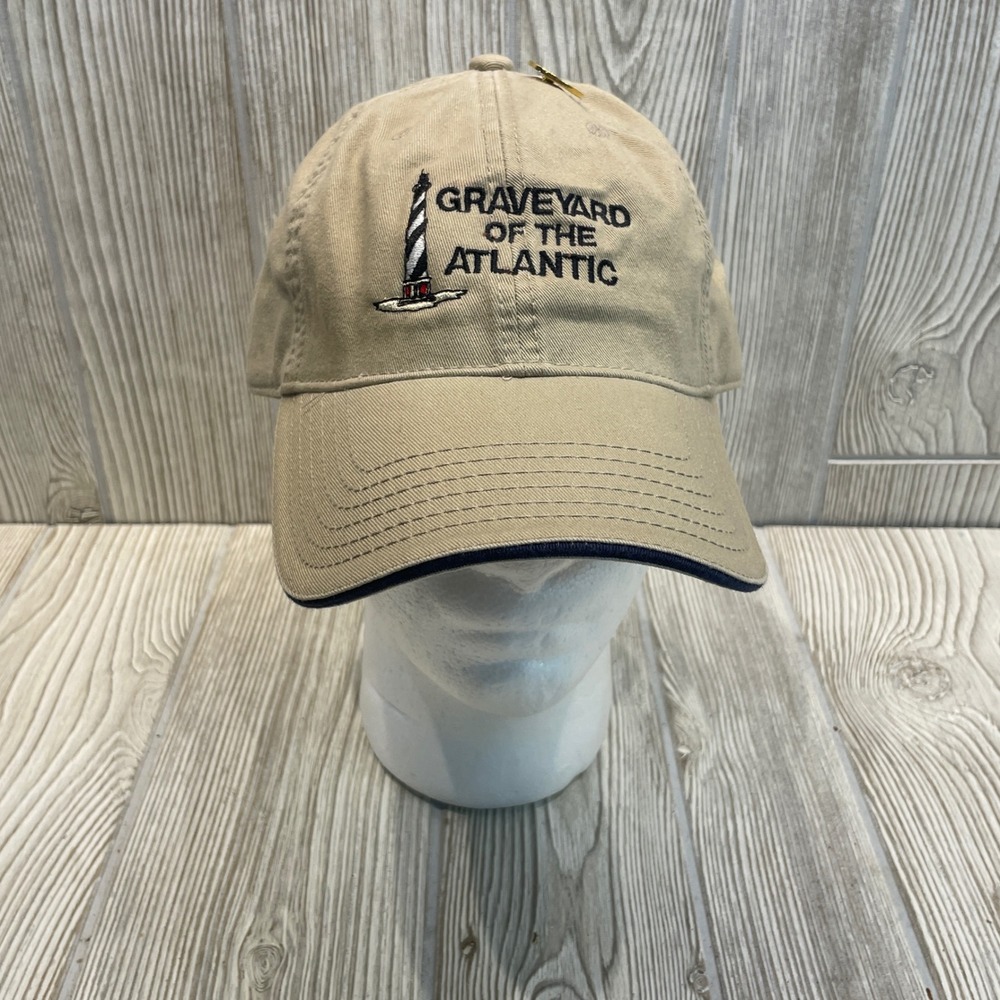 Graveyard of the Atlantic Hat Khaki Outer Banks NC Lighthouse Cap with Pin Otto